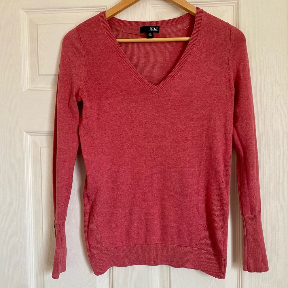 a.n.a Women's Coral Pink V-Neck Sweater